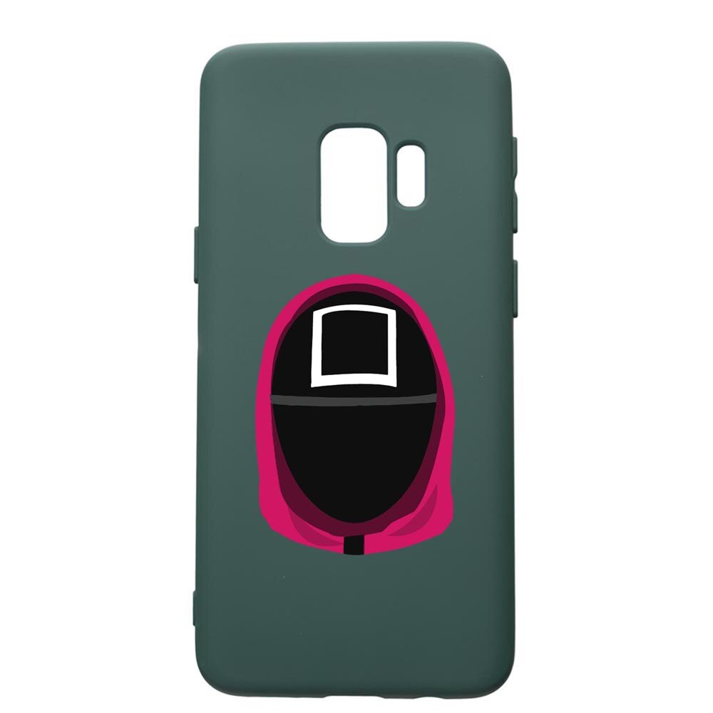 Husa Premium Silicon Compatibila Cu Samsung Galaxy S9, Squid Game Soldier Square, cu interiorul din material textil, protectie camera, Forest Green, PFG848