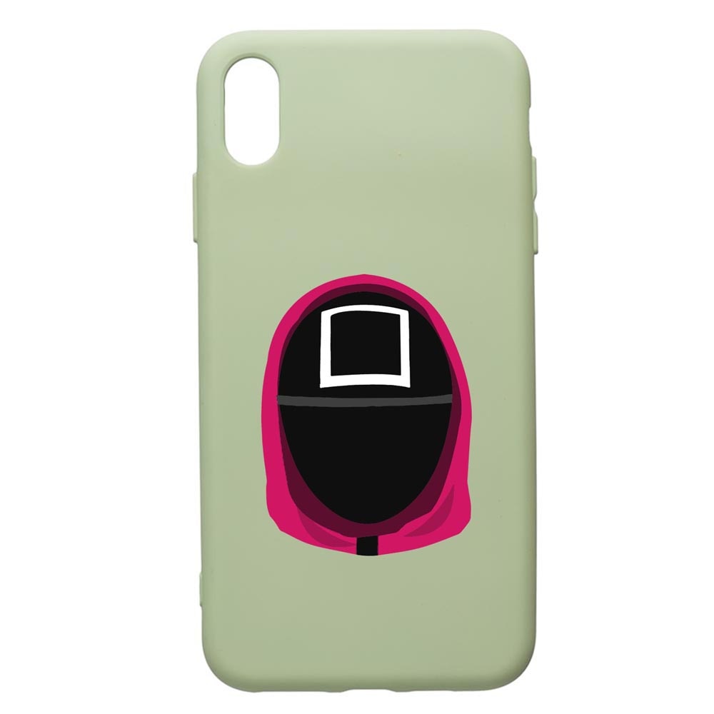 Husa Premium Silicon Compatibila Cu Apple iPhone XS Max, Squid Game Soldier Square, cu interiorul din material textil, protectie camera, Beryl, PGR848