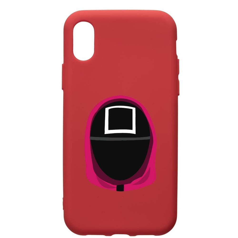 Husa Premium Silicon Compatibila Cu Samsung Galaxy A01, Squid Game Soldier Square, silicon, cu interiorul din material textil, protectie camera, Red, PR848