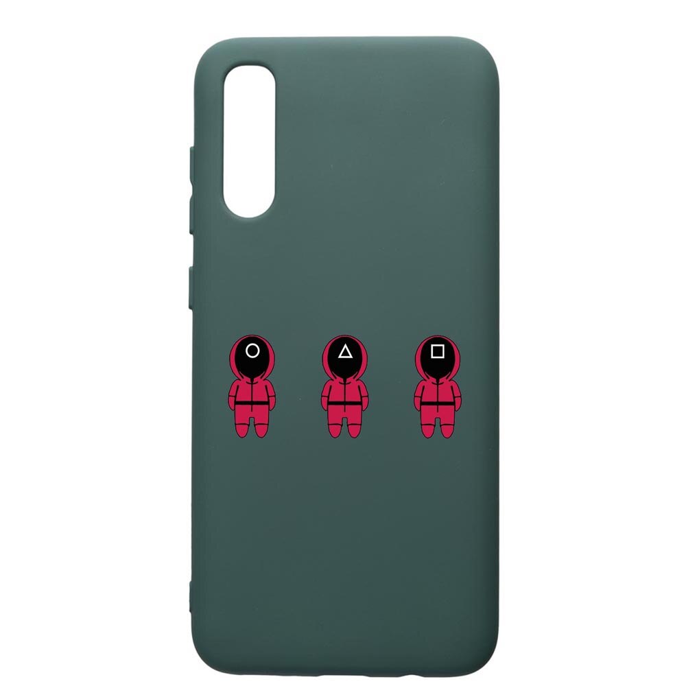 Husa Premium Silicon Compatibila Cu Samsung Galaxy A70, Squid Game Soldier Cartoon, cu interiorul din material textil, protectie camera, Forest Green, PFG849