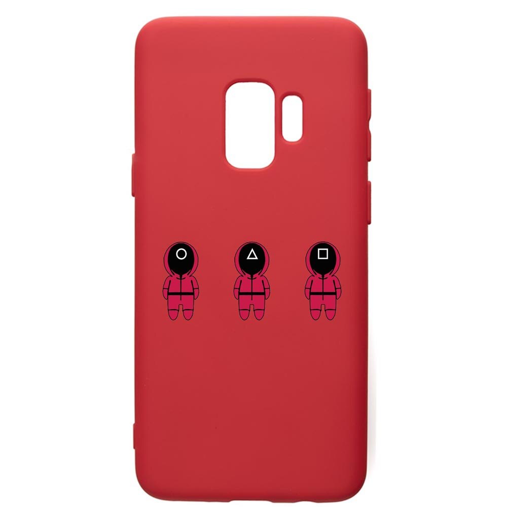 Husa Premium Silicon Compatibila Cu Samsung Galaxy S9, Squid Game Soldier Cartoon, silicon, cu interiorul din material textil, protectie camera, Red, PR849