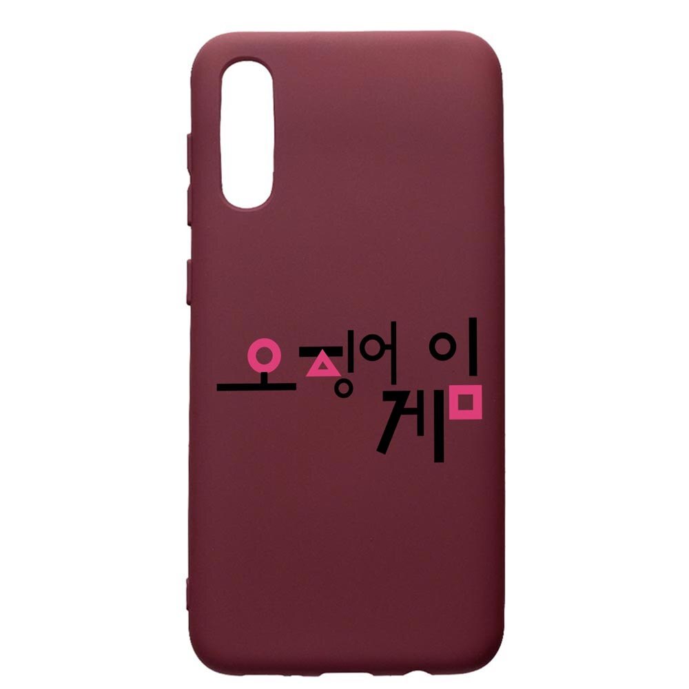 Husa Premium Silicon compatibila cu Samsung Galaxy A30S, Squid Game Korean, cu interiorul din material textil, protectie camera, Burgundy, PBR850