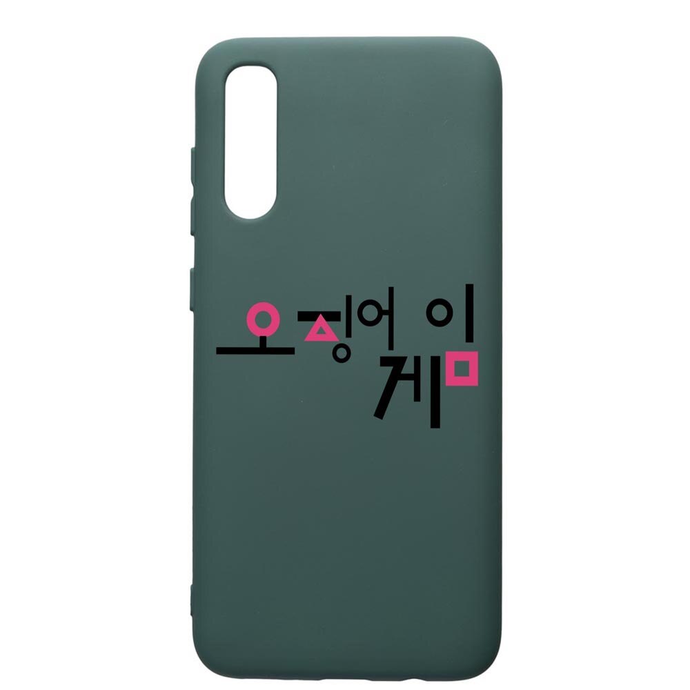 Husa Premium Silicon Compatibila Cu Samsung Galaxy A70, Squid Game Korean, cu interiorul din material textil, protectie camera, Forest Green, PFG850