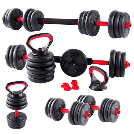 Set Gantere reglabile kettlebell FitTronic 6 in 1 de 30 kg KF30, cu o multitudine de combinatii posibile