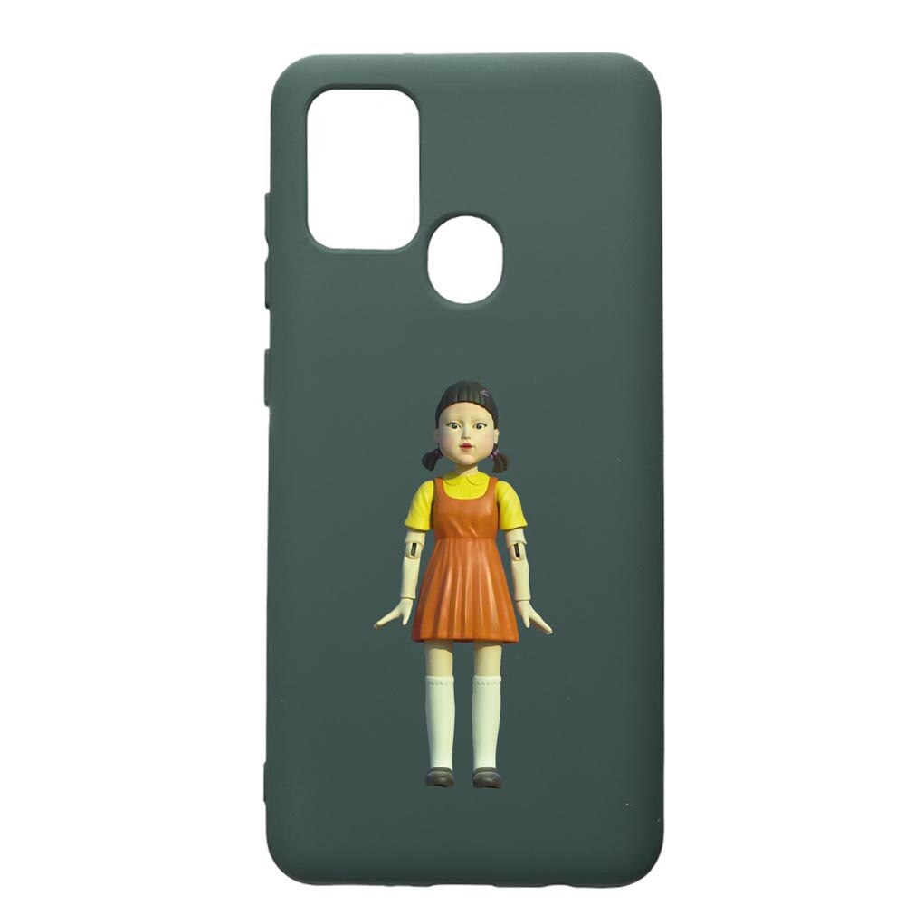 Husa Premium Silicon Compatibila Cu Huawei P Smart 2020, Squid Game Doll Girl, cu interiorul din material textil, protectie camera, Forest Green, PFG851