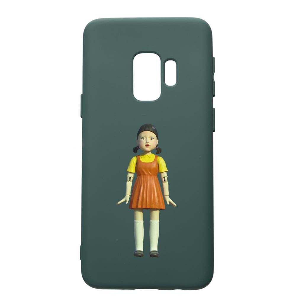 Husa Premium Silicon Compatibila Cu Samsung Galaxy S9, Squid Game Doll Girl, cu interiorul din material textil, protectie camera, Forest Green, PFG851
