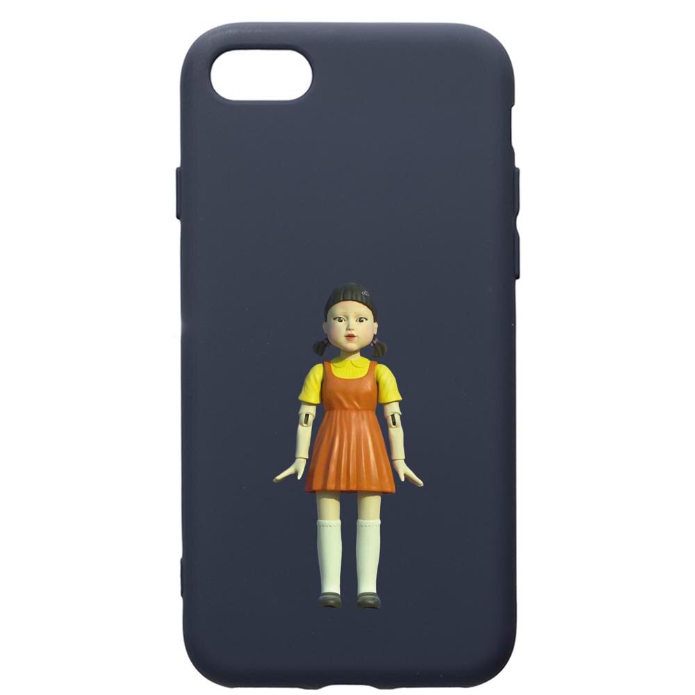 Husa Premium Silicon Compatibila Cu Apple IPhone SE 2 / iPhone 8 / iPhone 7, Squid Game Doll Girl, cu interiorul din material textil, protectie camera, Alaskan Blue, PAB851