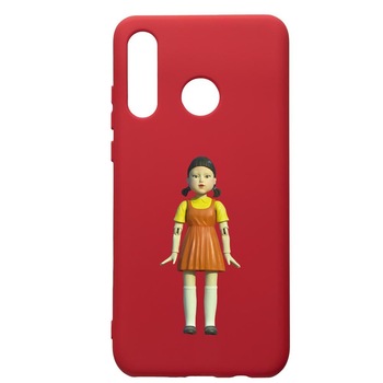 Husa Premium Silicon Compatibila Cu Huawei P30 Lite, Squid Game Doll Girl, silicon, cu interiorul din material textil, protectie camera, Red, PR851 Husa Premium Silicon Compatibila Cu Huawei P30 Lite, Squid Game Doll Girl, silicon, cu interiorul din material textil, protectie camera, Red, PR851