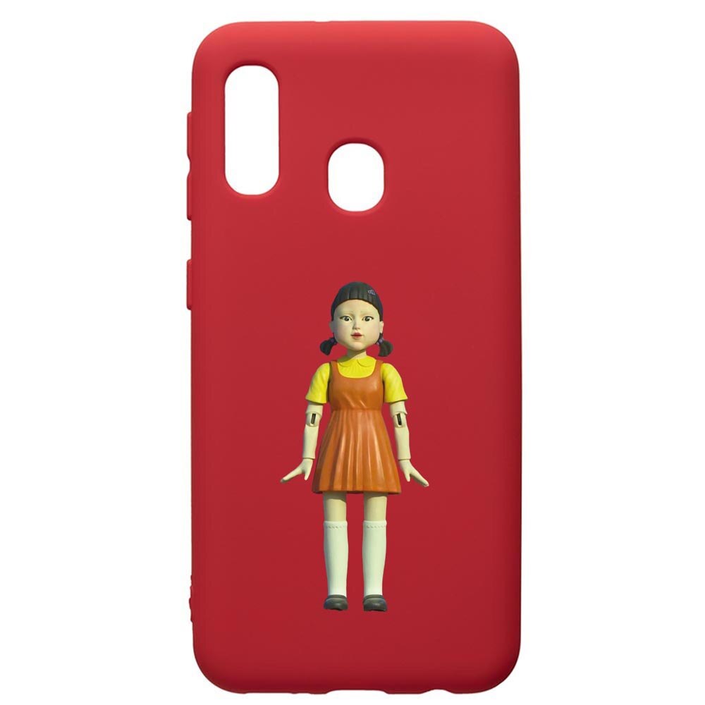 Husa Premium Silicon Compatibila Cu Samsung Galaxy A40, Squid Game Doll Girl, silicon, cu interiorul din material textil, protectie camera, Red, PR851