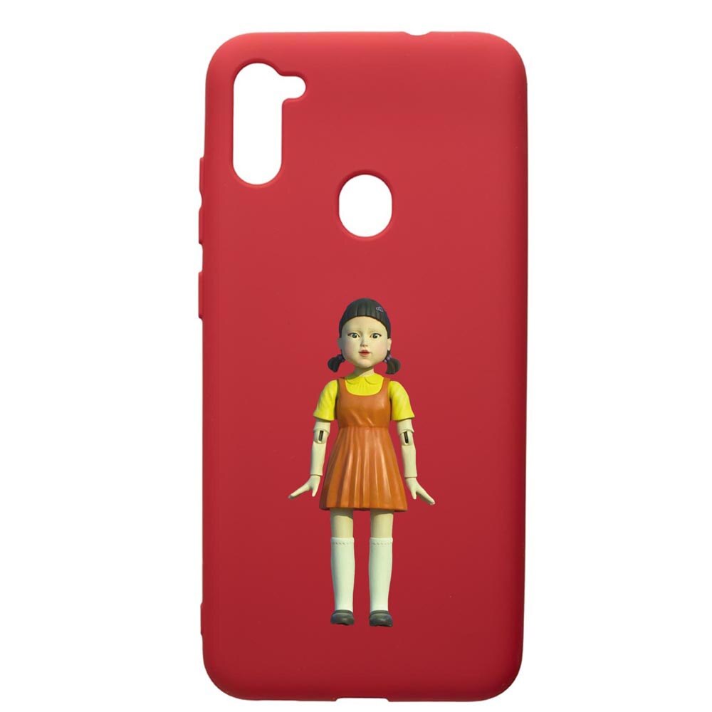 Husa Premium Silicon Compatibila Cu Samsung Galaxy A11, Squid Game Doll Girl, silicon, cu interiorul din material textil, protectie camera, Red, PR851