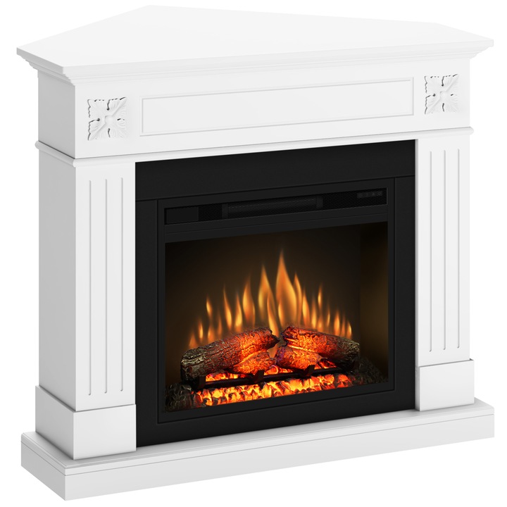 Semineu ECOFLAME PRO - London colt white, flacara 3D de 23 inci cu teme de culoare, incalzire infrared si sunet