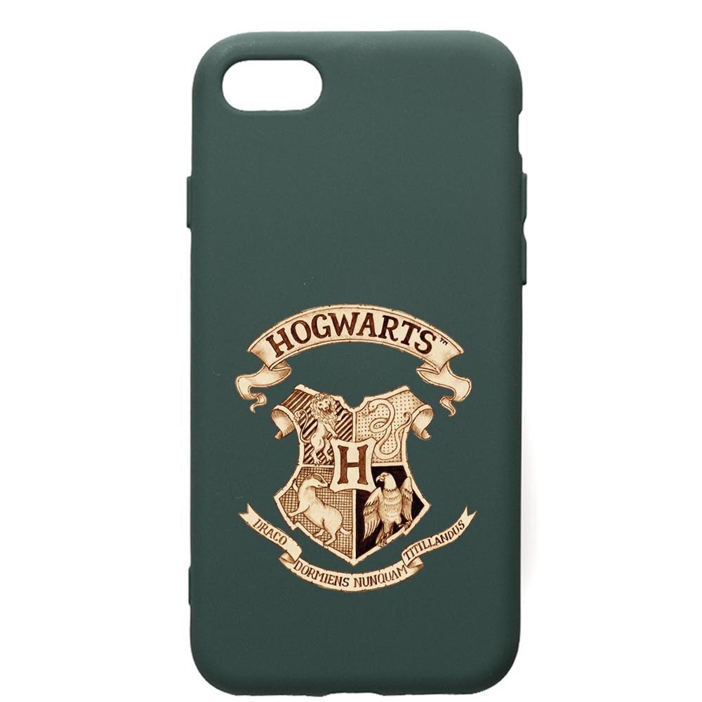 Husa Premium Silicon Compatibila Cu Apple iPhone SE 2 / iPhone 8 / iPhone 7, Hogwarts Harry Potter, cu interiorul din material textil, protectie camera, Forest Green, PFG852