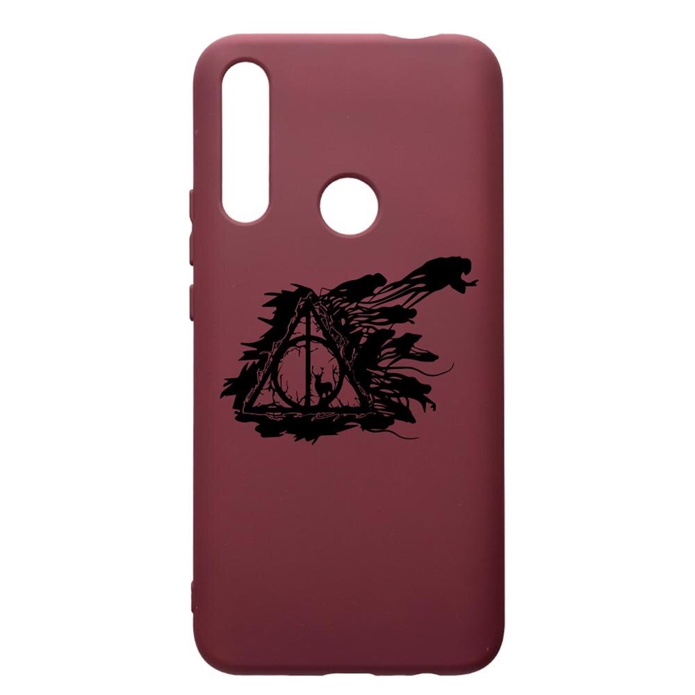 Husa Premium Silicon compatibila cu Huawei P Smart Z, Harry Potter Deathly Hallows, cu interiorul din material textil, protectie camera, Burgundy, PBR854