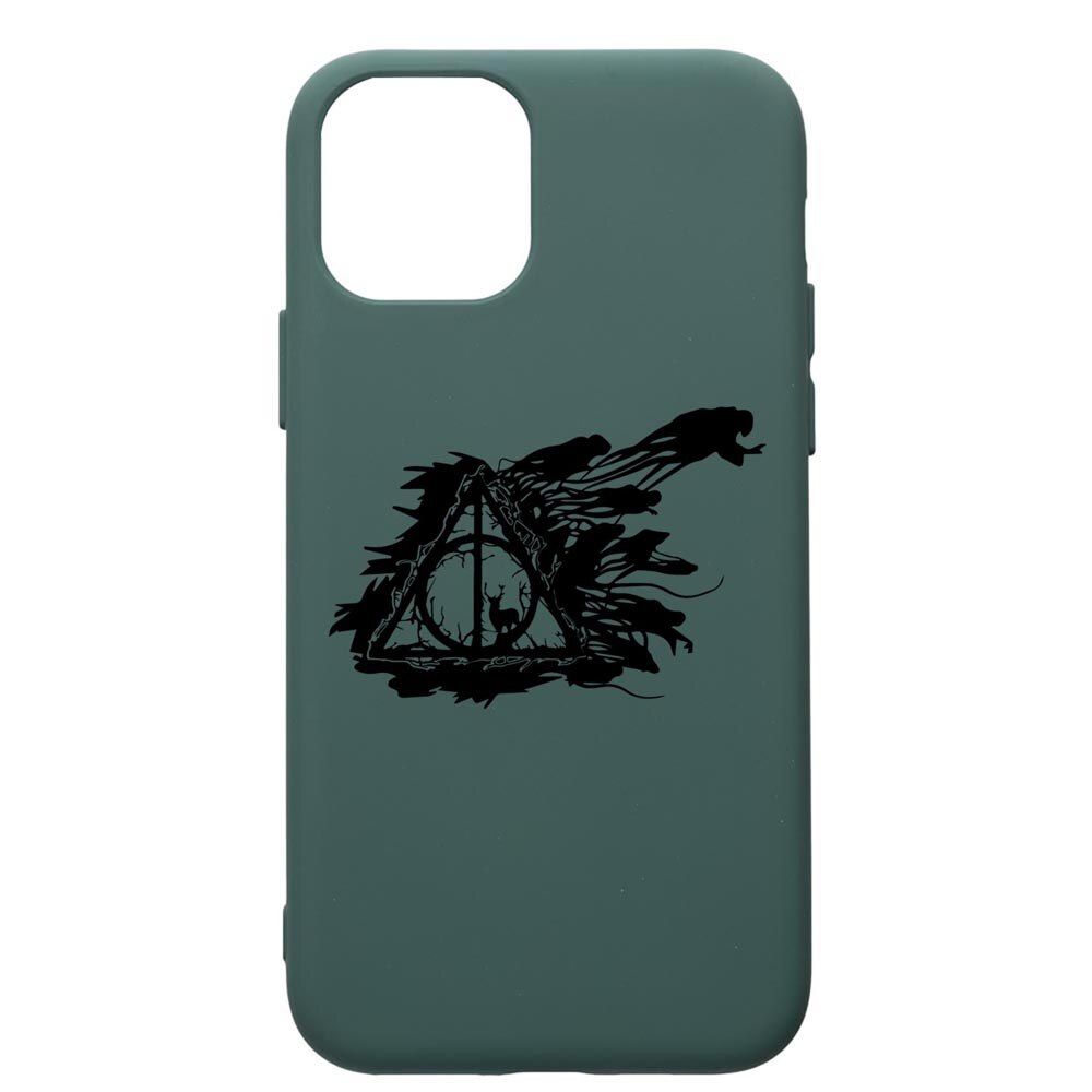 Husa Premium Silicon Compatibila Cu Apple iPhone 11 Pro, Harry Potter Deathly Hallows, cu interiorul din material textil, protectie camera, Forest Green, PFG854