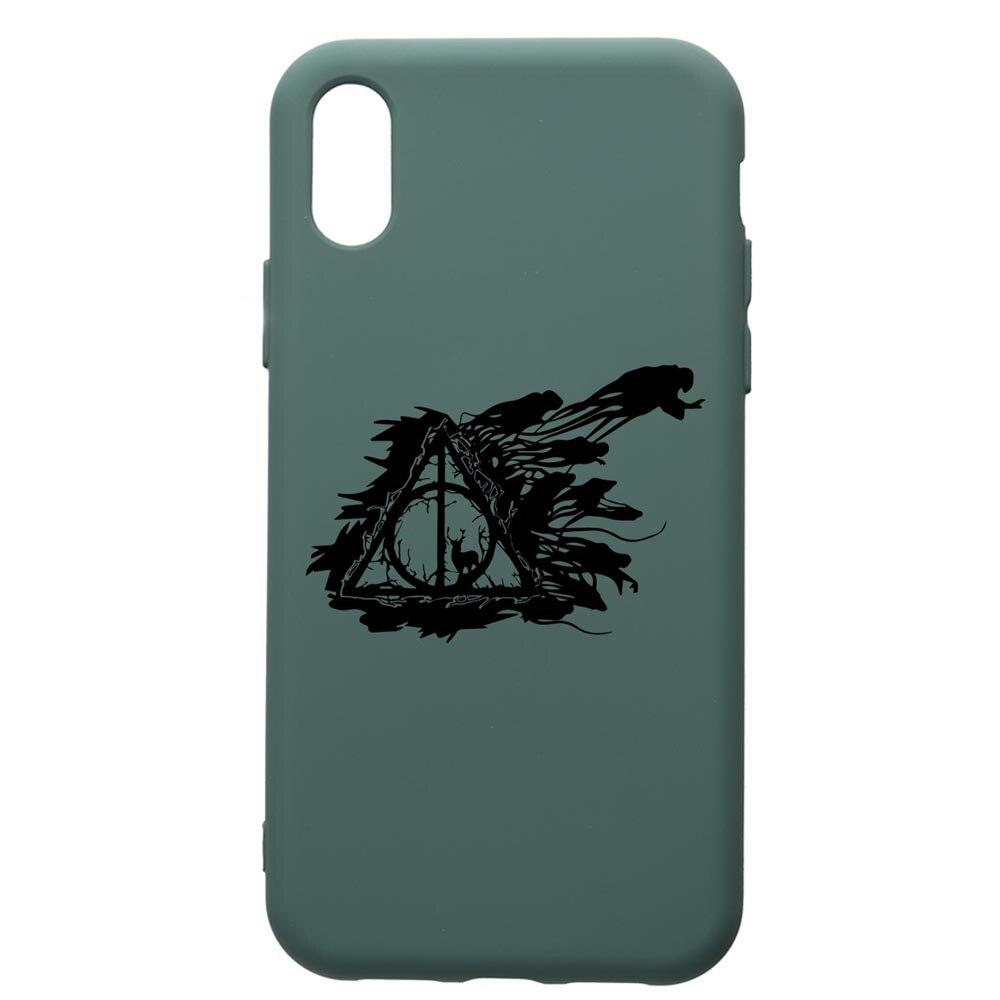 Husa Premium Silicon Compatibila Cu Xiaomi Redmi 7A, Harry Potter Deathly Hallows, cu interiorul din material textil, protectie camera, Forest Green, PFG854