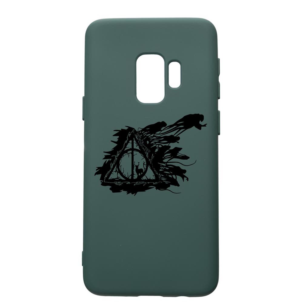 Husa Premium Silicon Compatibila Cu Samsung Galaxy S9, Harry Potter Deathly Hallows, cu interiorul din material textil, protectie camera, Forest Green, PFG854