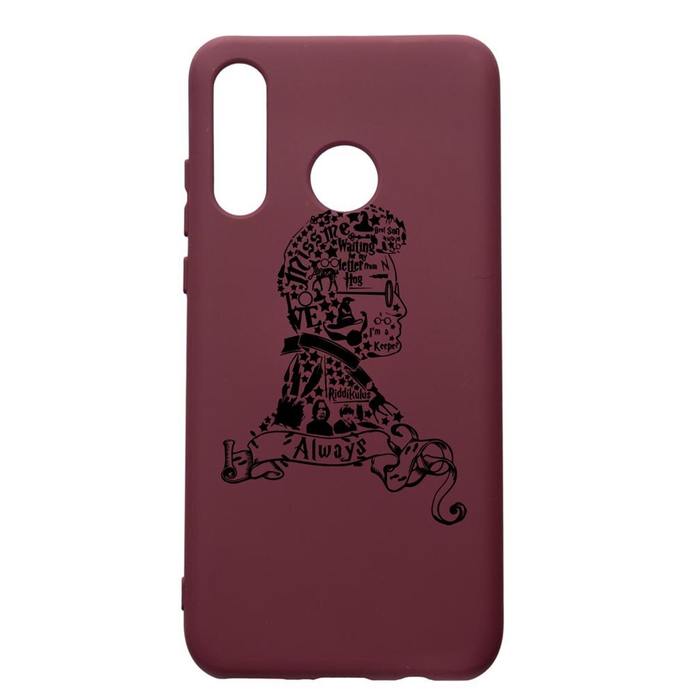 Husa Premium Silicon compatibila cu Huawei P30 Lite, Harry Potter Face, cu interiorul din material textil, protectie camera, Burgundy, PBR855