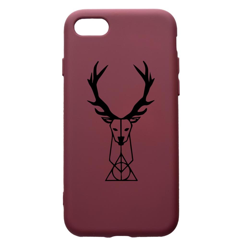 Husa Premium Silicon compatibila cu Apple iPhone SE 2 / iPhone 8 / iPhone 7, Harry Potter Patronus Deer, cu interiorul din material textil, protectie camera, Burgundy, PBR856