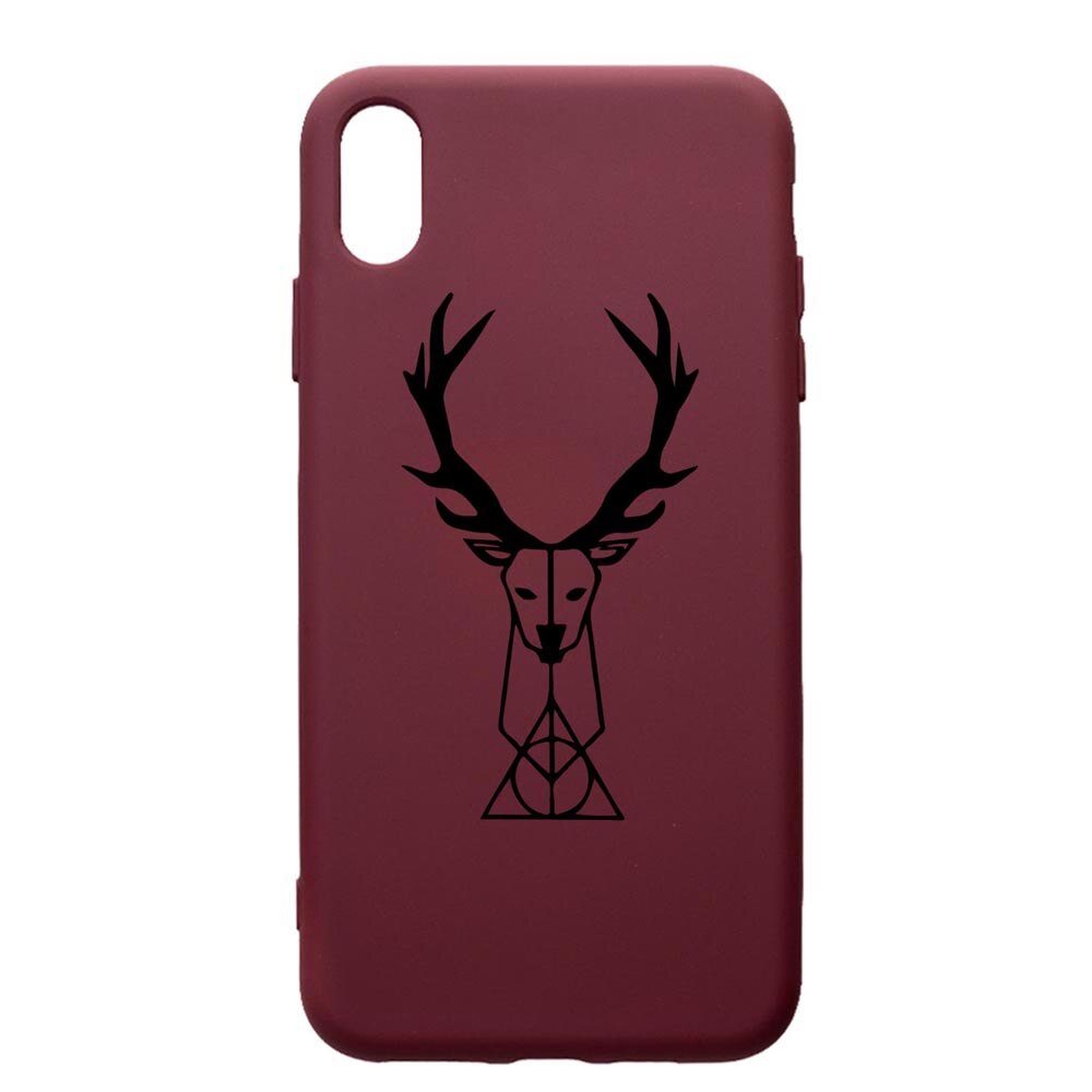 Husa Premium Silicon compatibila cu Apple iPhone XS Max, Harry Potter Patronus Deer, cu interiorul din material textil, protectie camera, Burgundy, PBR856