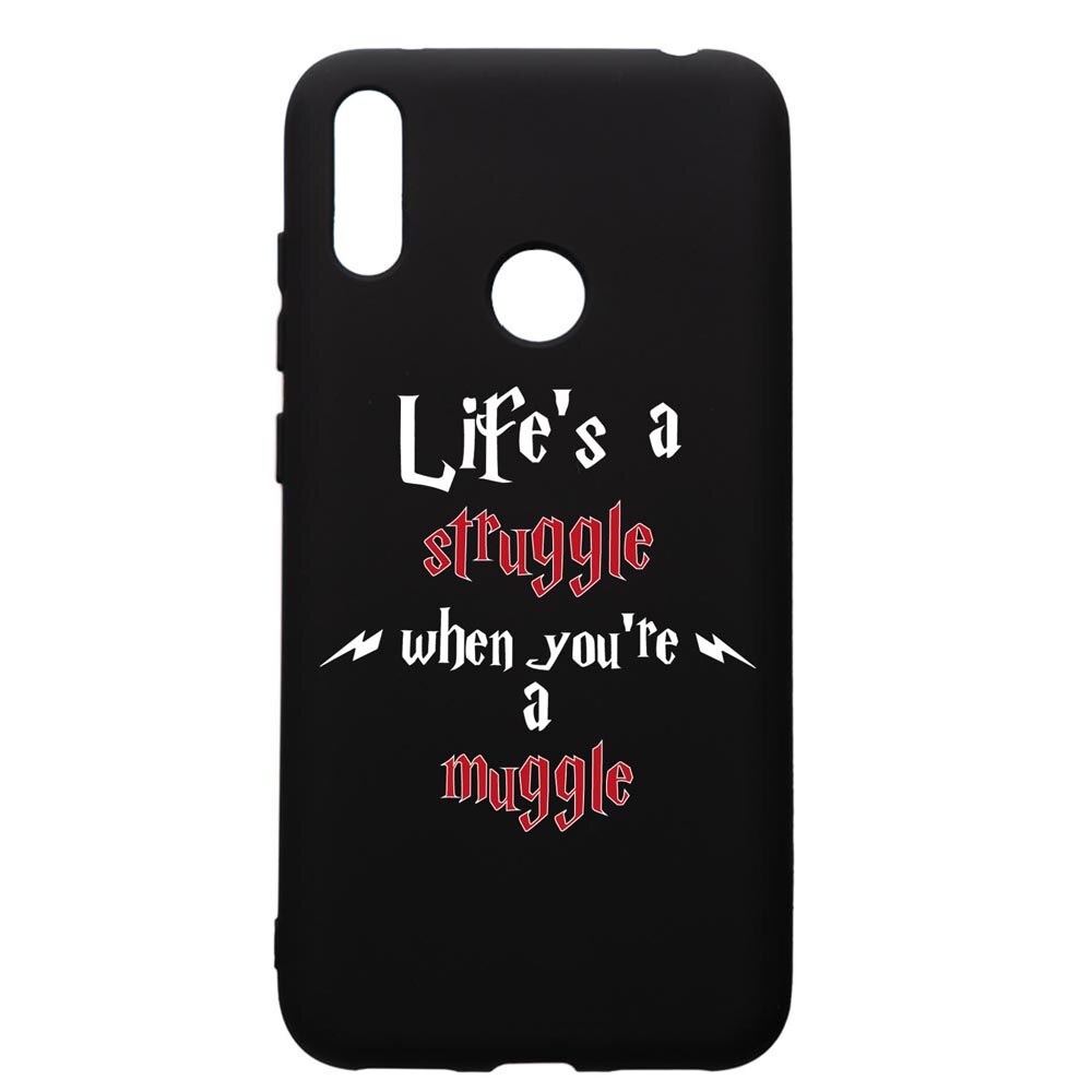 Husa Premium Silicon Compatibila Cu Huawei Y7 2019, Life Is A Struggle, silicon, cu interiorul din material textil, protectie camera, PB857