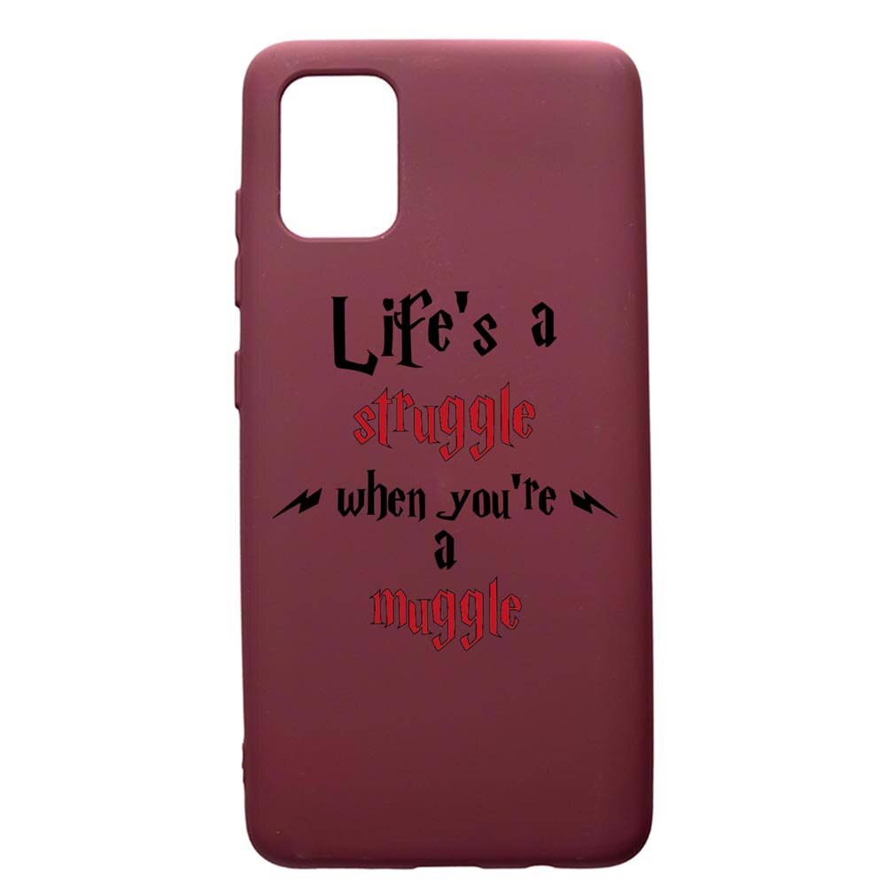 Husa Premium Silicon compatibila cu Samsung Galaxy S20 Plus, Life Is A Struggle, cu interiorul din material textil, protectie camera, Burgundy, PBR857