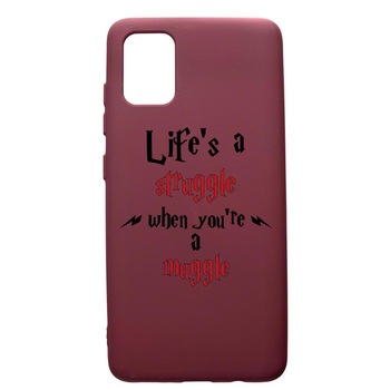 Husa Premium Silicon compatibila cu Samsung Galaxy S20 Plus, Life Is A Struggle, cu interiorul din material textil, protectie camera, Burgundy, PBR857 Husa Premium Silicon compatibila cu Samsung Galaxy S20 Plus, Life Is A Struggle, cu interiorul din material textil, protectie camera, Burgundy, PBR857