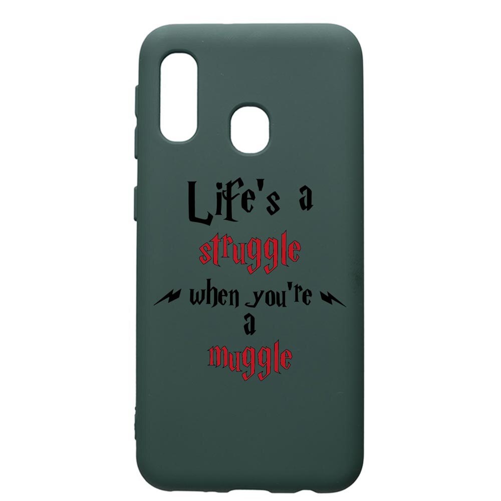 Husa Premium Silicon Compatibila Cu Samsung Galaxy A20E, Life Is A Struggle, cu interiorul din material textil, protectie camera, Forest Green, PFG857