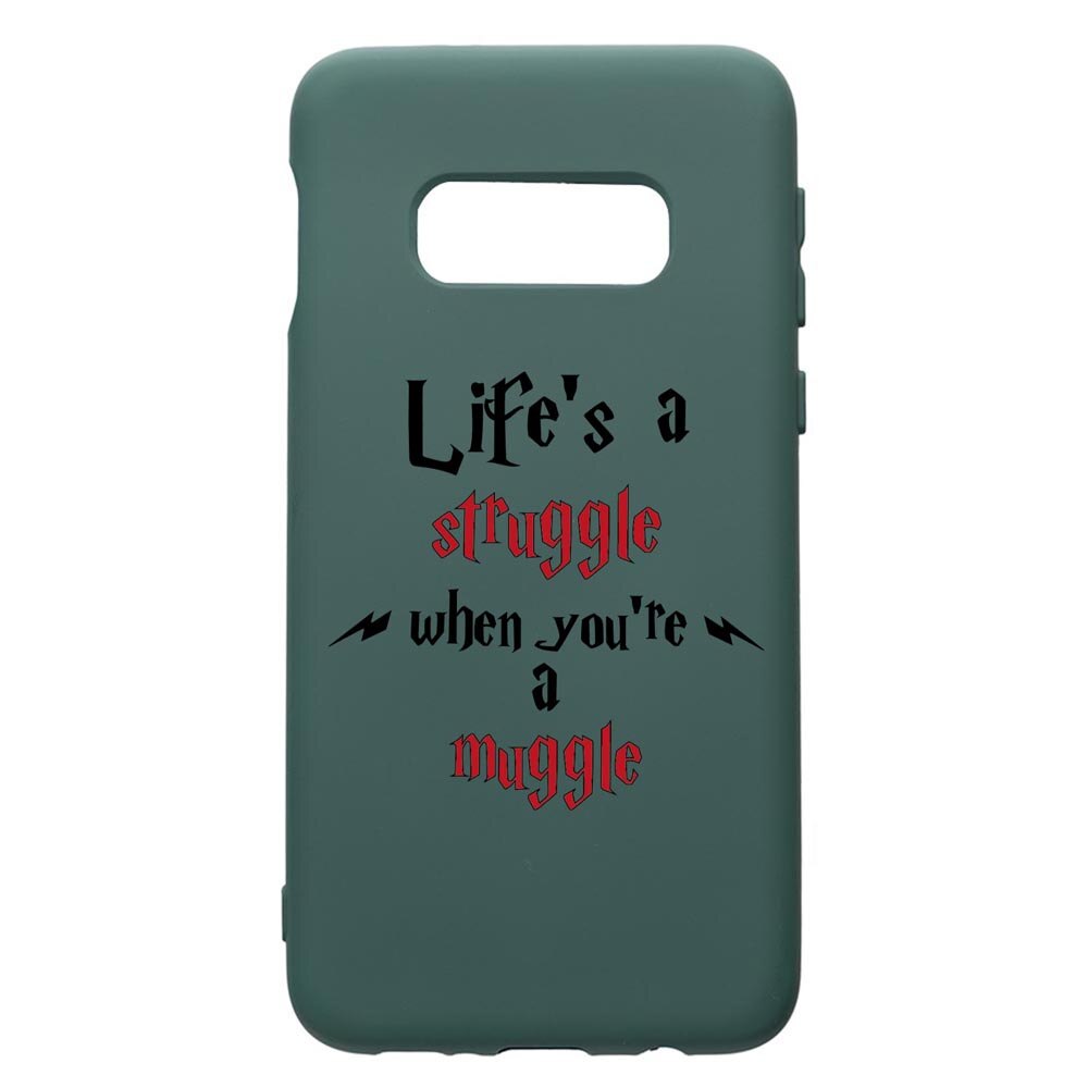 Husa Premium Silicon Compatibila Cu Samsung Galaxy S8, Life Is A Struggle, cu interiorul din material textil, protectie camera, Forest Green, PFG857