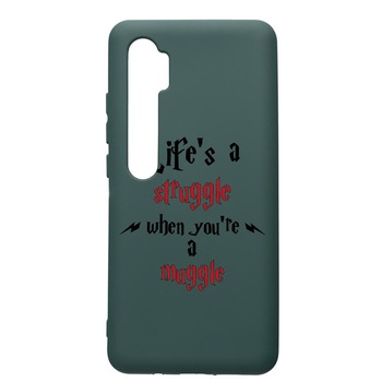 Husa Premium Silicon Compatibila Cu Xiaomi Mi Note 10, Life Is A Struggle, cu interiorul din material textil, protectie camera, Forest Green, PFG857 Husa Premium Silicon Compatibila Cu Xiaomi Mi Note 10, Life Is A Struggle, cu interiorul din material textil, protectie camera, Forest Green, PFG857
