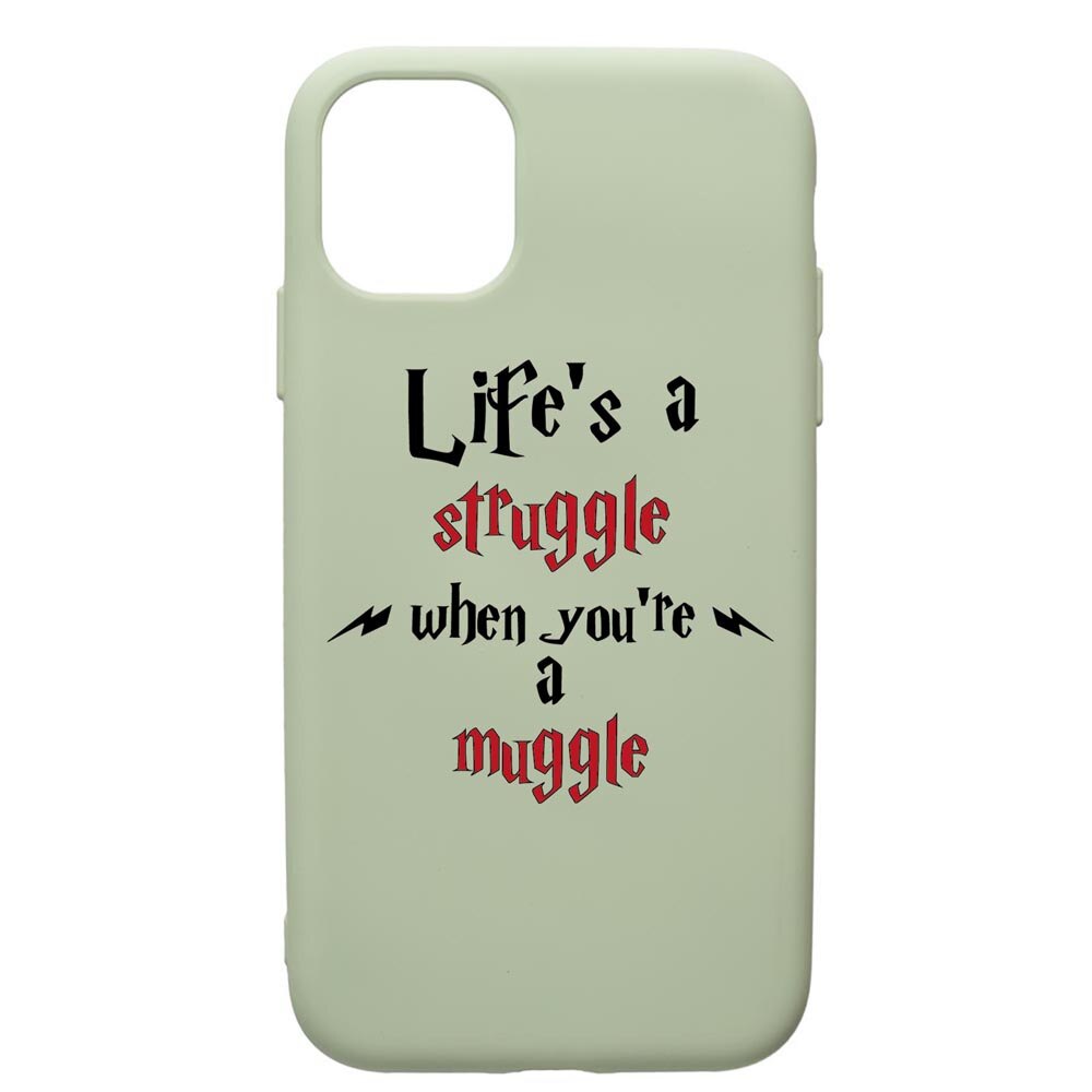 Husa Premium Silicon Compatibila Cu Apple iPhone 11, Life Is A Struggle, cu interiorul din material textil, protectie camera, Beryl, PGR857