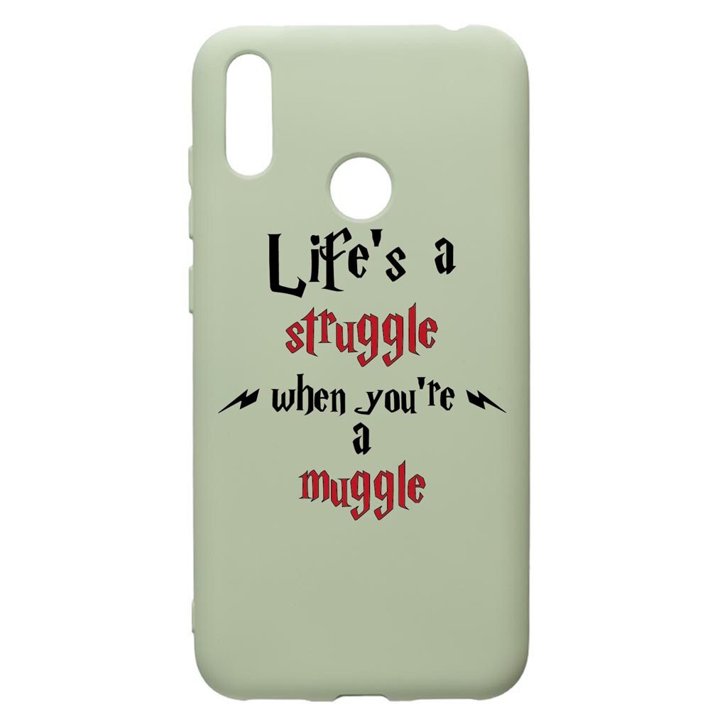 Husa Premium Silicon Compatibila Cu Huawei Y7 2019, Life Is A Struggle, cu interiorul din material textil, protectie camera, Beryl, PGR857