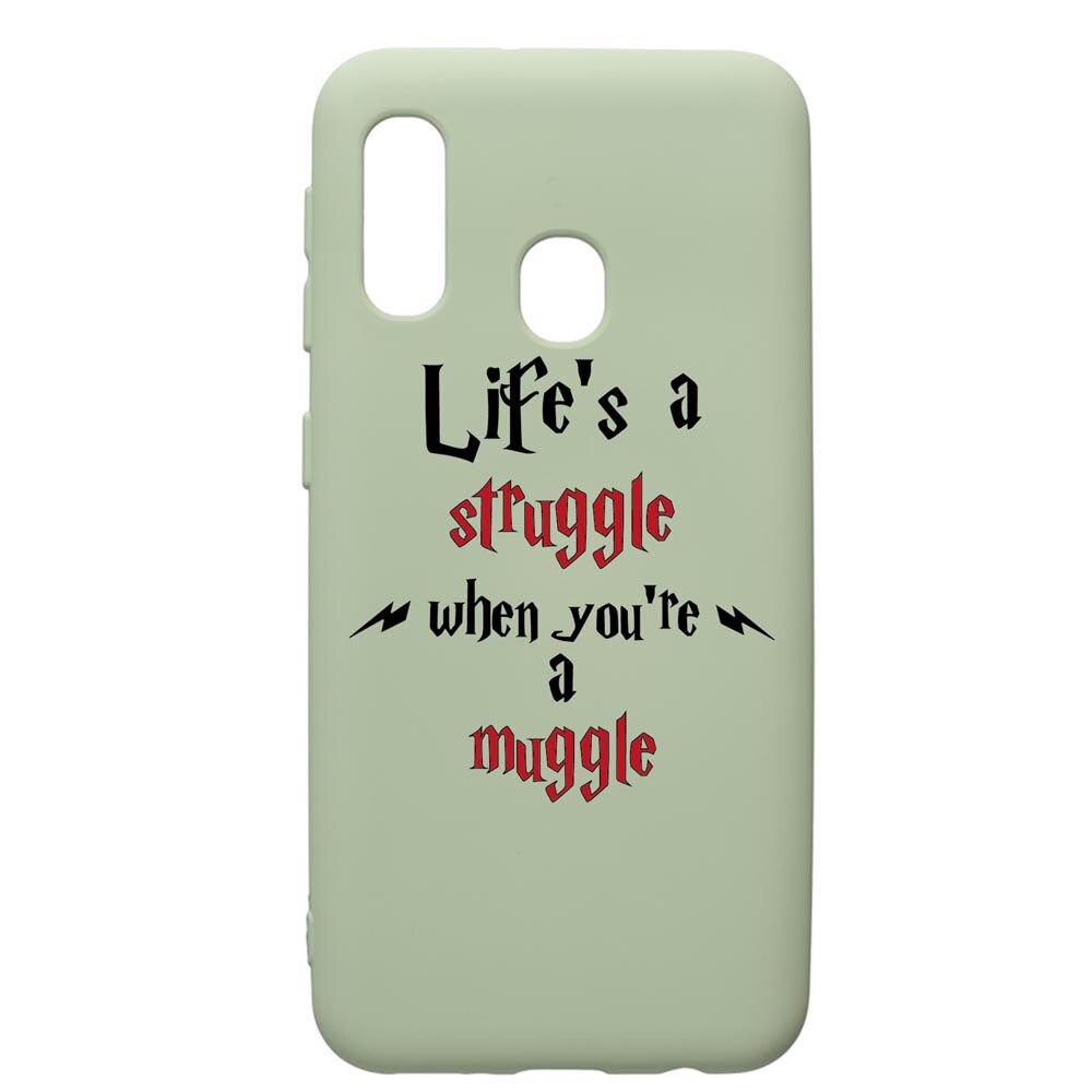 Husa Premium Silicon Compatibila Cu Samsung Galaxy A40, Life Is A Struggle, cu interiorul din material textil, protectie camera, Beryl, PGR857