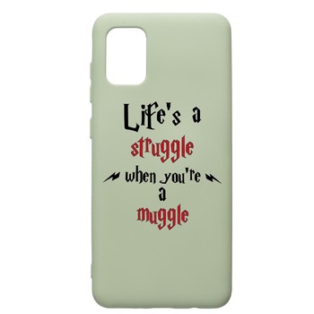 Husa Premium Silicon Compatibila Cu Samsung Galaxy A31, Life Is A Struggle, cu interiorul din material textil, protectie camera, Beryl, PGR857 Husa Premium Silicon Compatibila Cu Samsung Galaxy A31, Life Is A Struggle, cu interiorul din material textil, protectie camera, Beryl, PGR857