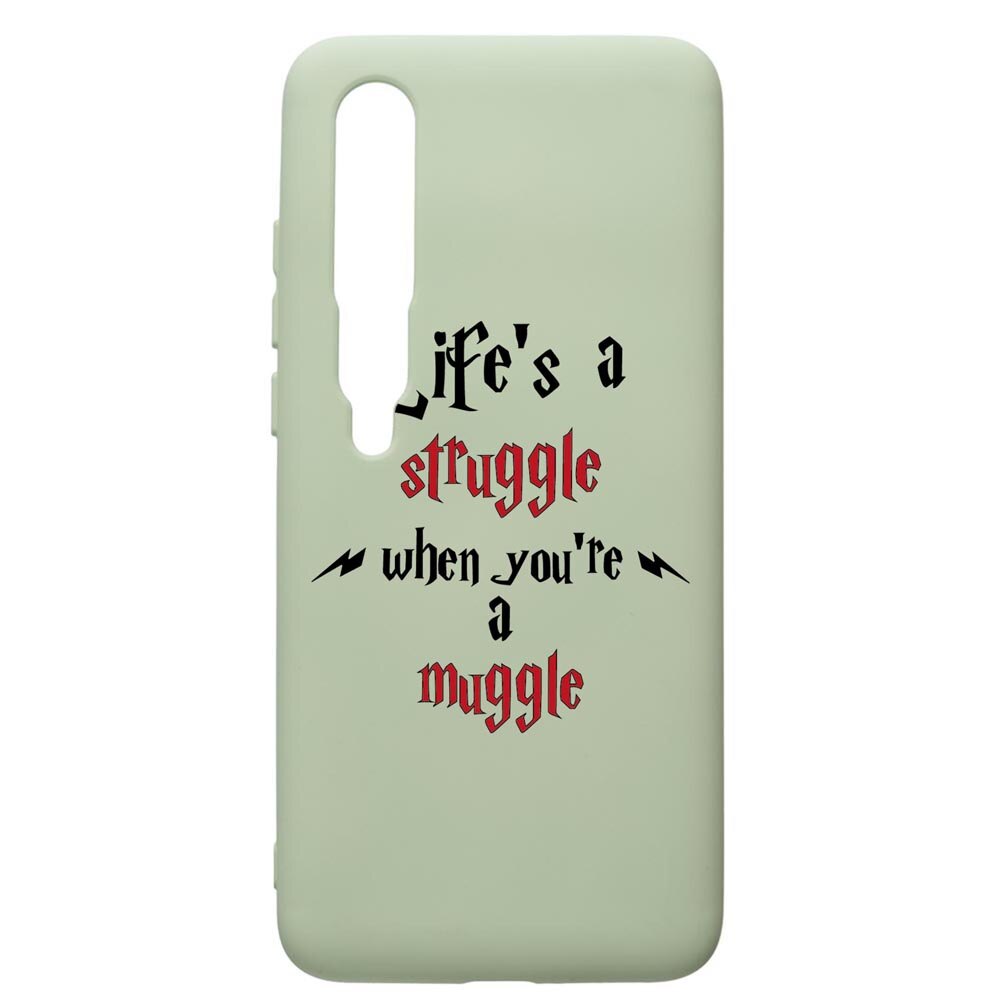 Husa Premium Silicon Compatibila Cu Xiaomi Mi 10 / Mi 10 Pro, Life Is A Struggle, cu interiorul din material textil, protectie camera, Beryl, PGR857