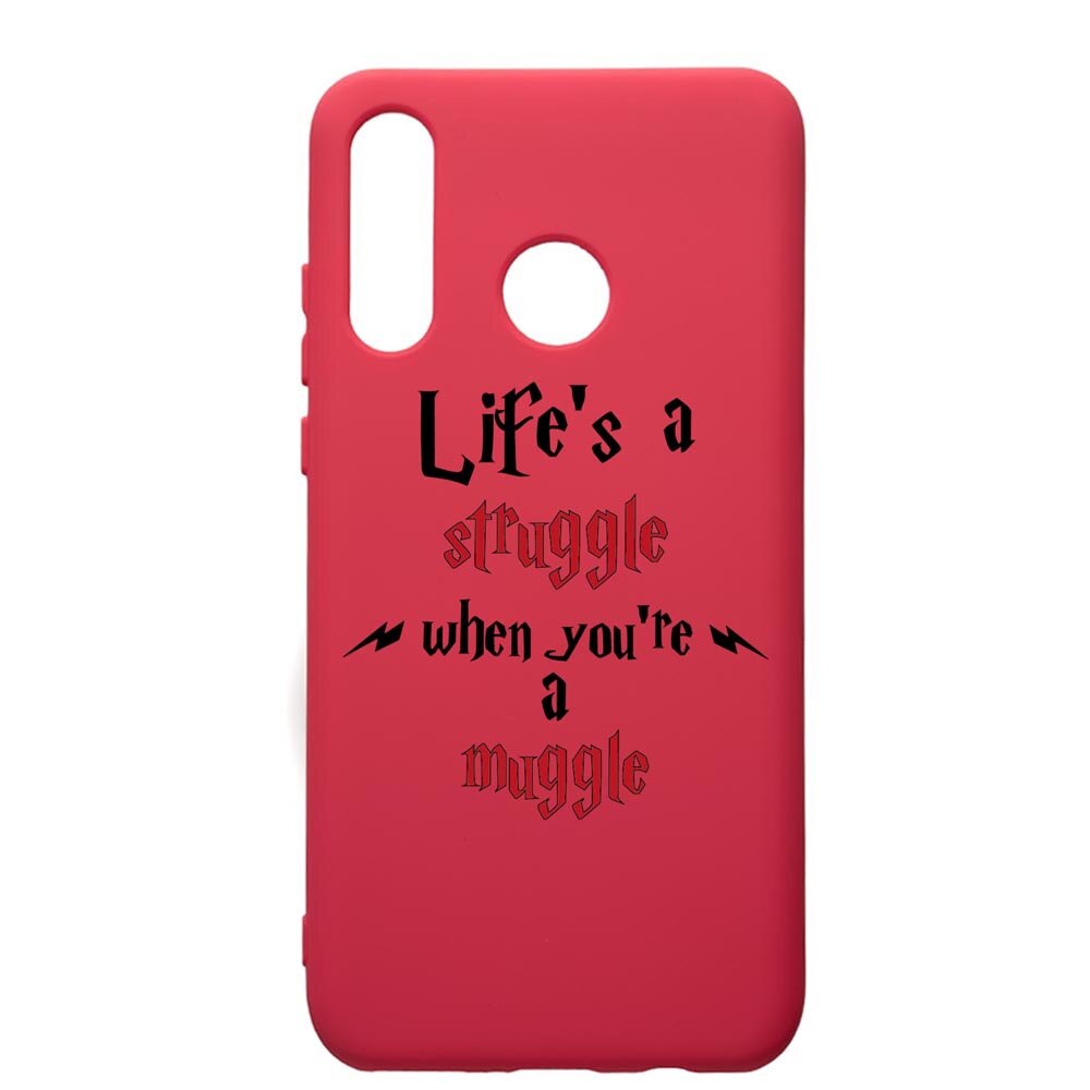 Husa Premium Silicon Compatibila Cu Huawei P30 Lite, Life Is A Struggle, silicon, cu interiorul din material textil, protectie camera, Maroon, PM857
