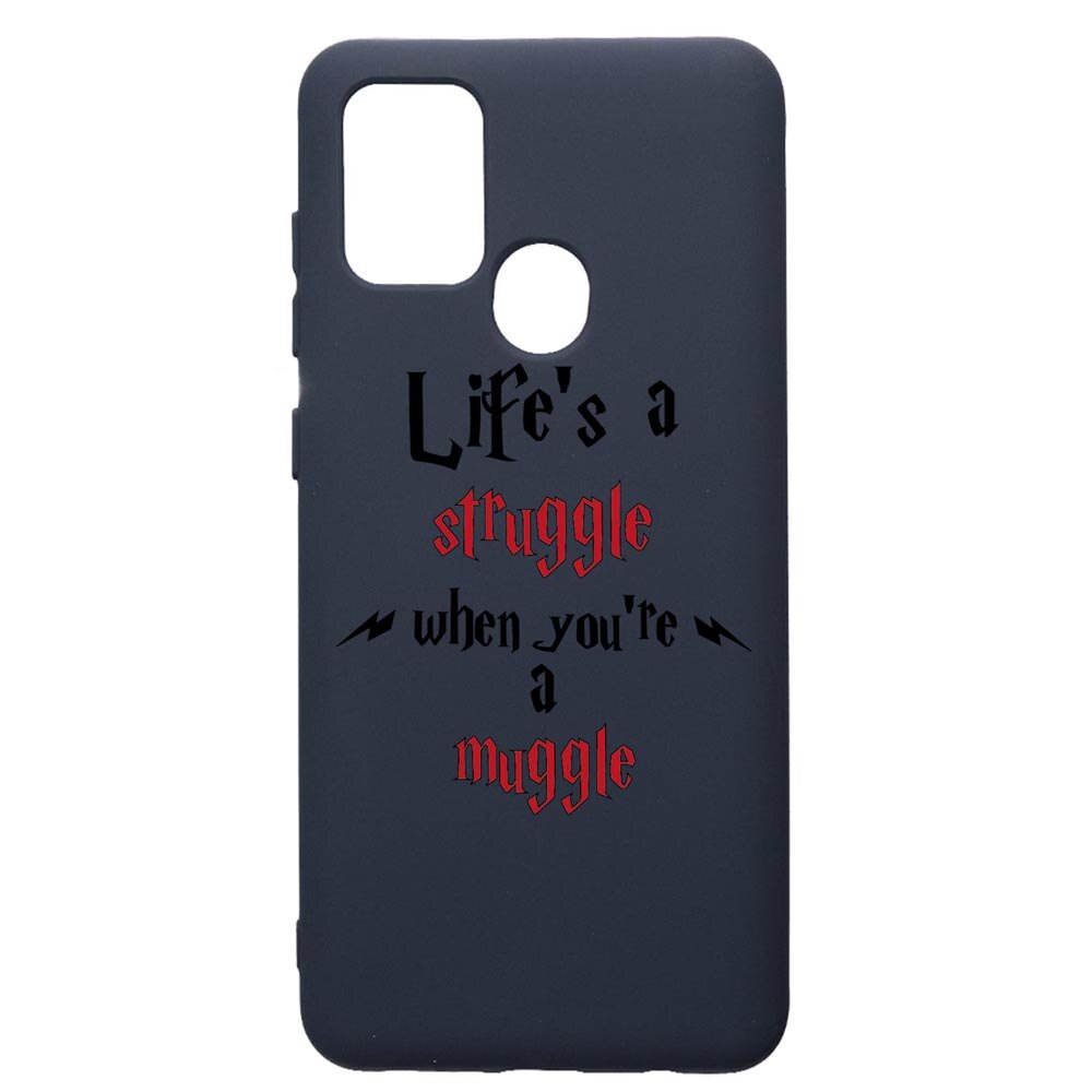 Husa Premium Silicon Compatibila Cu Samsung Galaxy A21S, Life Is A Struggle, cu interiorul din material textil, protectie camera, Alaskan Blue, PAB857