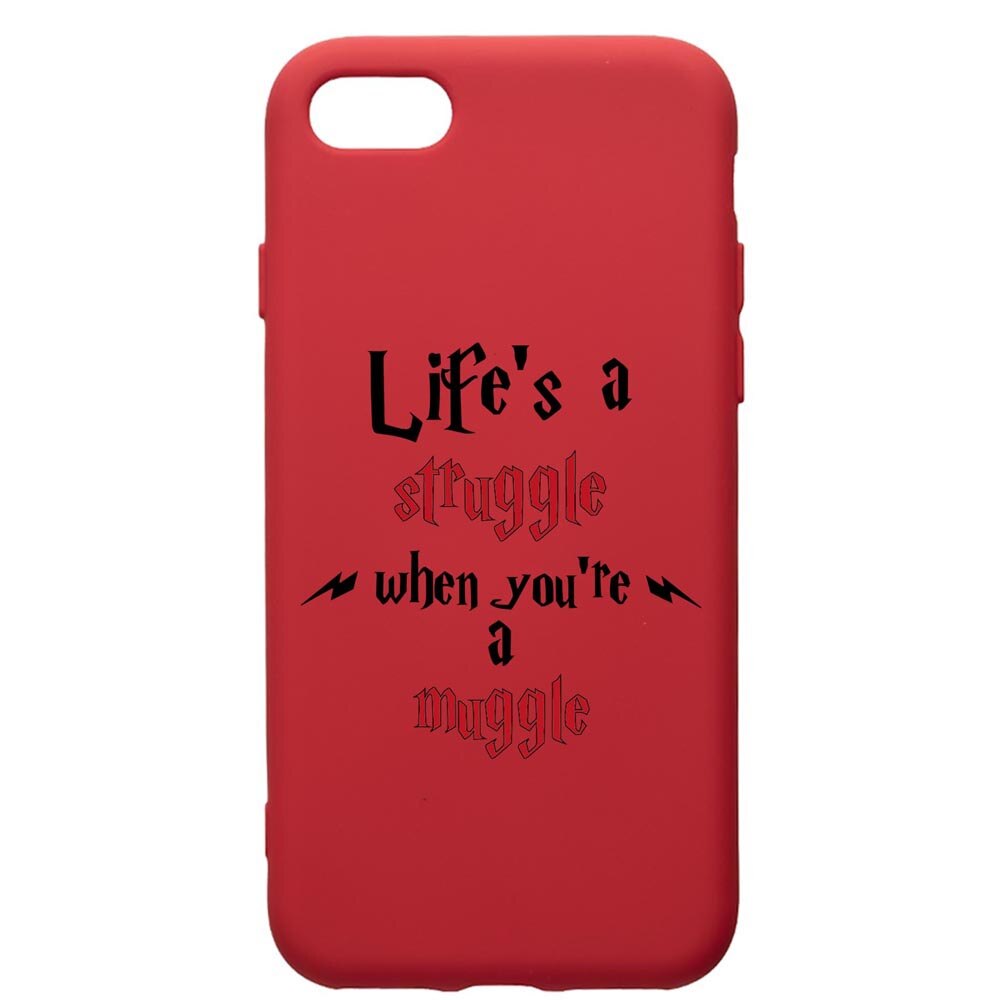 Husa Premium Silicon Compatibila Cu Apple iPhone SE 2 / iPhone 8 / iPhone 7, Life Is A Struggle, silicon, cu interiorul din material textil, protectie camera, Red, PR857