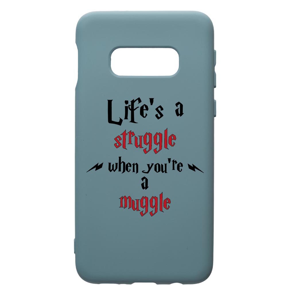 Husa Premium Silicon Compatibila Cu Samsung Galaxy S10, Life Is A Struggle, silicon, cu interiorul din material textil, protectie camera, Cornflower, PCF857