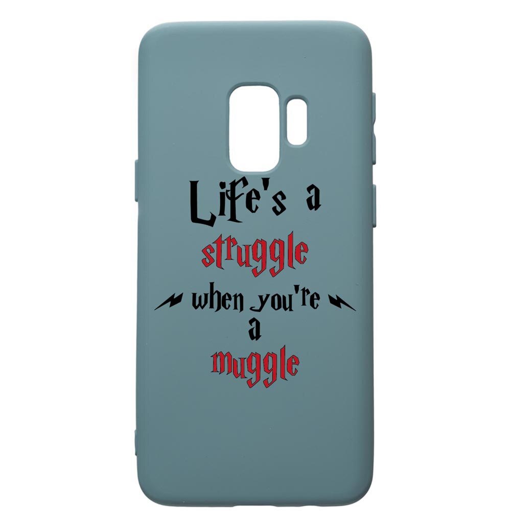 Husa Premium Silicon Compatibila Cu Samsung Galaxy S9, Life Is A Struggle, silicon, cu interiorul din material textil, protectie camera, Cornflower, PCF857