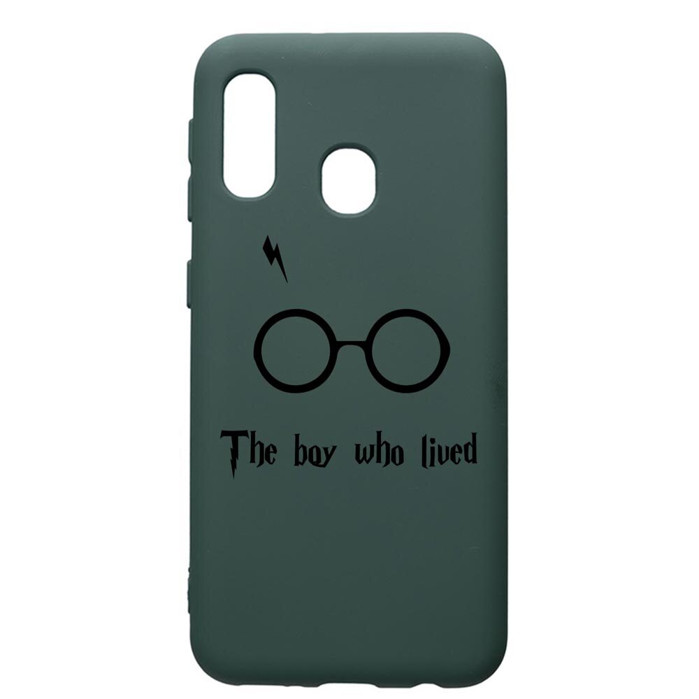 Husa Premium Silicon Compatibila Cu Samsung Galaxy A40, The Boy Who Lived, cu interiorul din material textil, protectie camera, Forest Green, PFG858