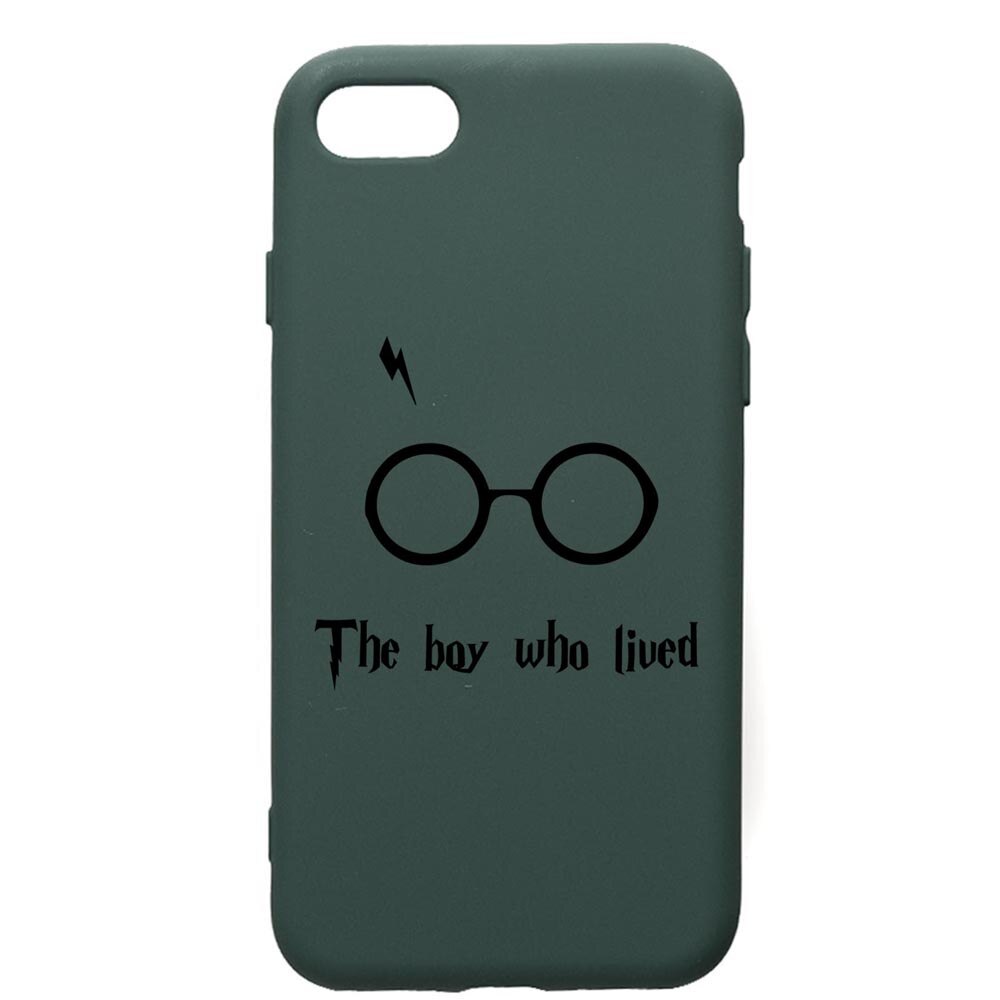 Husa Premium Silicon Compatibila Cu Apple iPhone SE 2 / iPhone 8 / iPhone 7, The Boy Who Lived, cu interiorul din material textil, protectie camera, Forest Green, PFG858