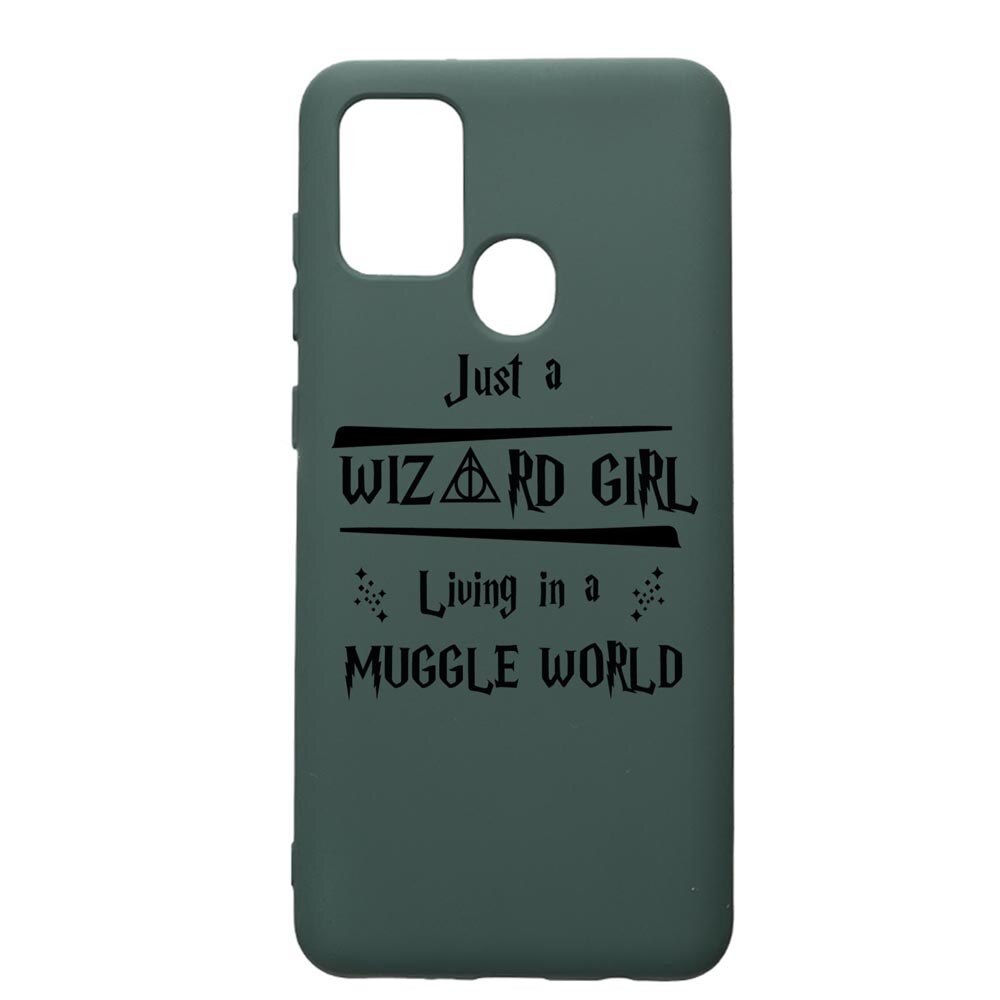 Husa Premium Silicon Compatibila Cu Samsung Galaxy A21S, Wizard Girl, cu interiorul din material textil, protectie camera, Forest Green, PFG861