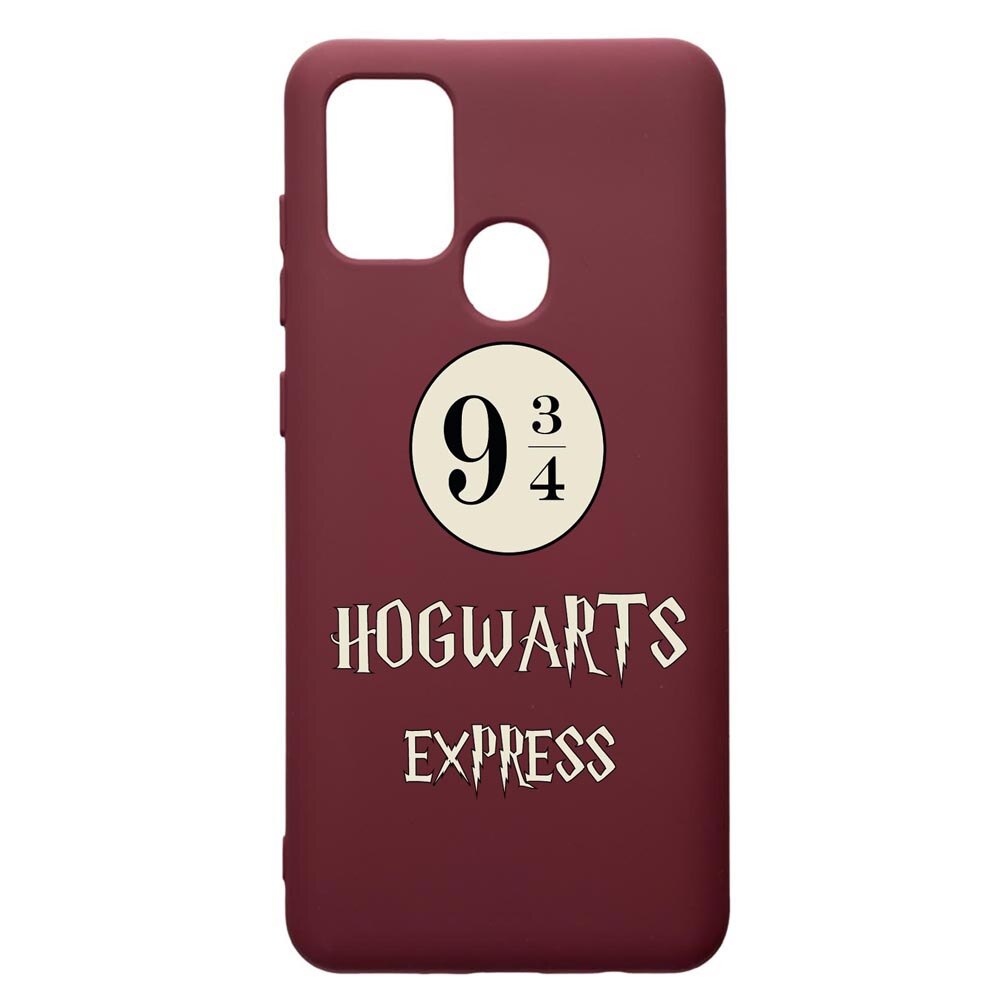 Husa Premium Silicon compatibila cu Samsung Galaxy A21S, Hogwarts Express, cu interiorul din material textil, protectie camera, Burgundy, PBR862