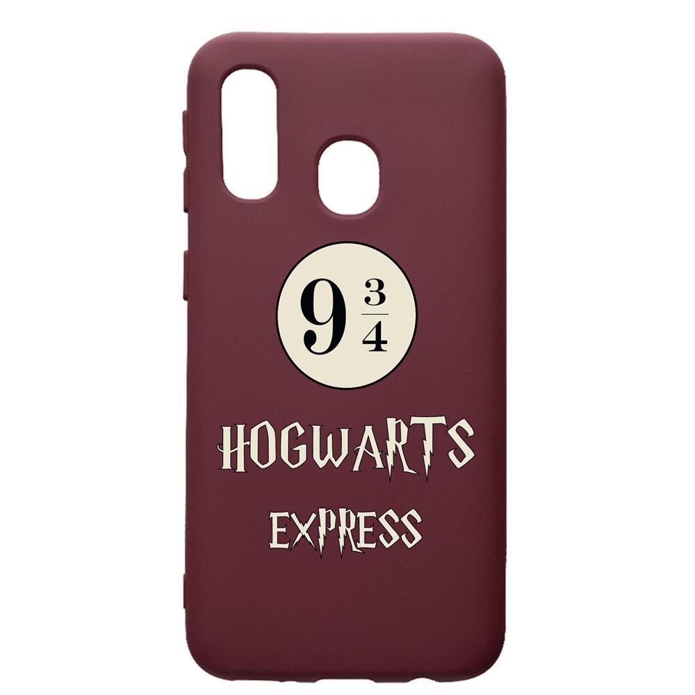 Husa Premium Silicon compatibila cu Samsung Galaxy A20E, Hogwarts Express, cu interiorul din material textil, protectie camera, Burgundy, PBR862