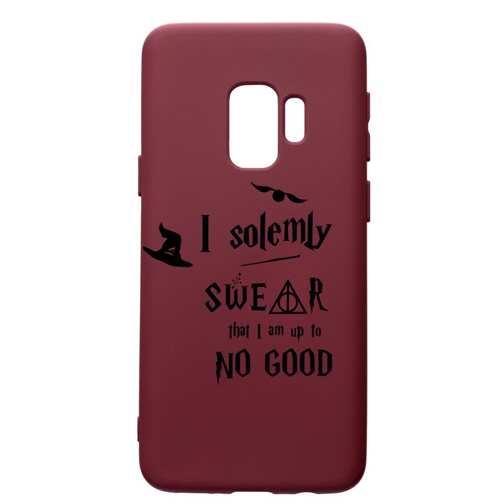 Husa Premium Silicon compatibila cu Samsung Galaxy S9, Solemly Swear, cu interiorul din material textil, protectie camera, Burgundy, PBR860