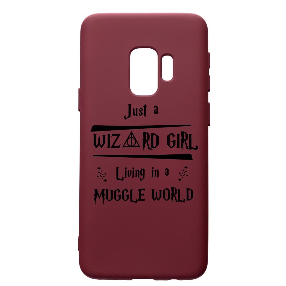 Husa Premium Silicon compatibila cu Samsung Galaxy S9, Wizard Girl, cu interiorul din material textil, protectie camera, Burgundy, PBR861