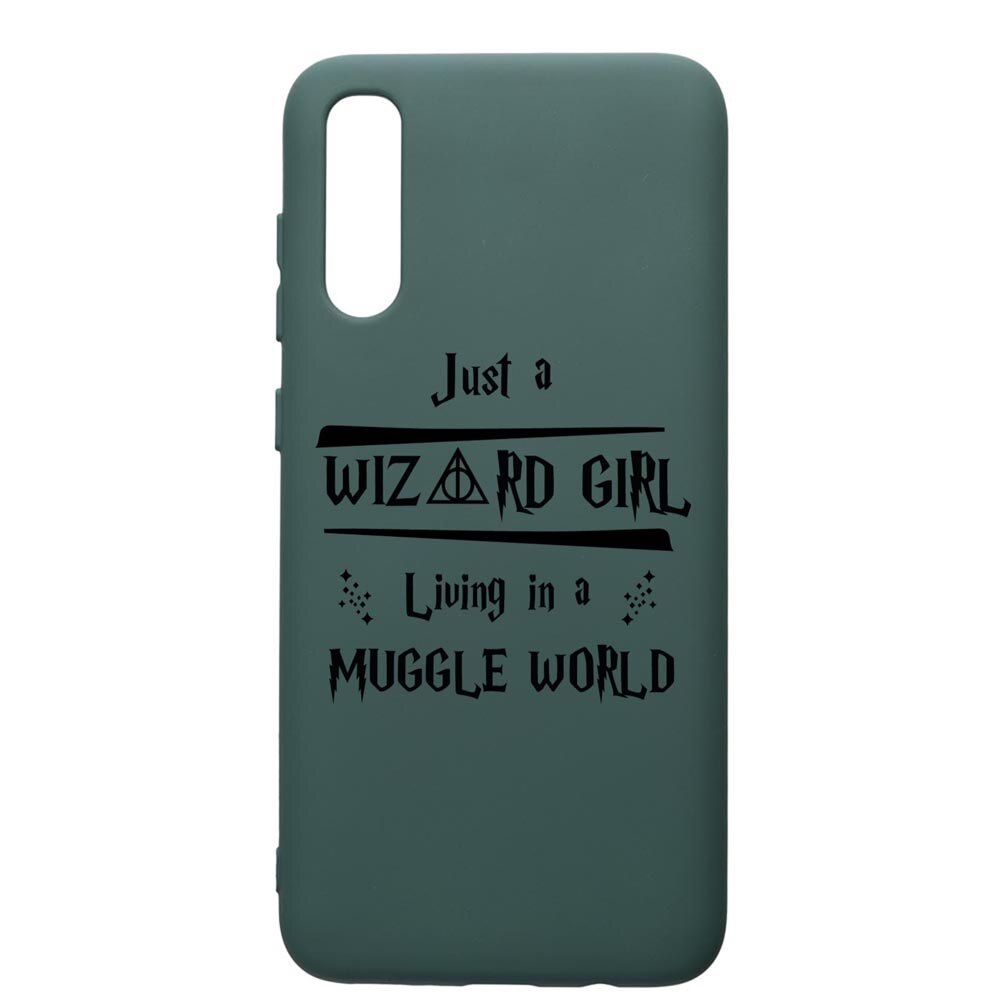 Husa Premium Silicon Compatibila Cu Samsung Galaxy A70, Wizard Girl, cu interiorul din material textil, protectie camera, Forest Green, PFG861