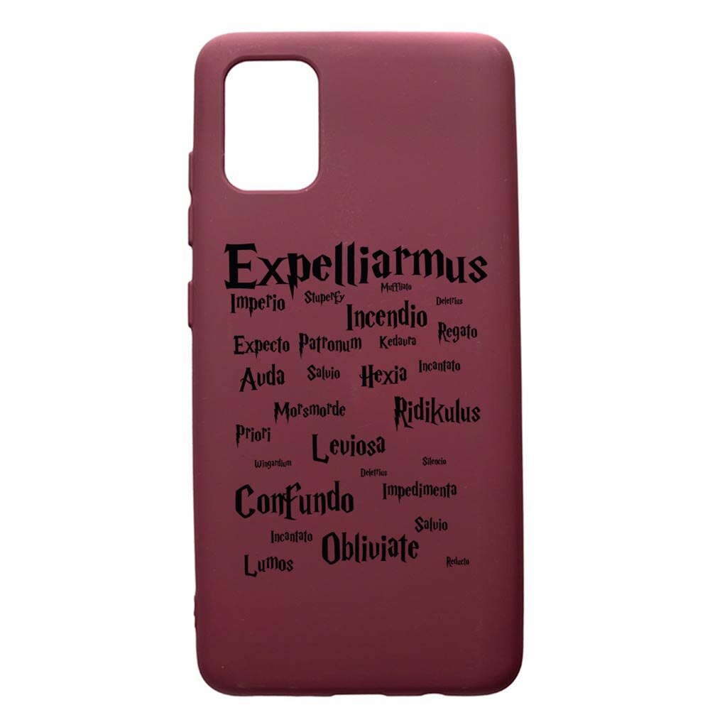 Husa Premium Silicon compatibila cu Samsung Galaxy S20 Plus, Harry Potter Spells, cu interiorul din material textil, protectie camera, Burgundy, PBR865