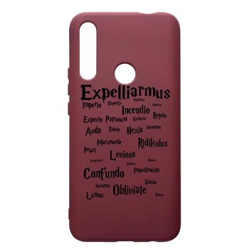 Husa Premium Silicon compatibila cu Huawei P Smart Z, Harry Potter Spells, cu interiorul din material textil, protectie camera, Burgundy, PBR865 Husa Premium Silicon compatibila cu Huawei P Smart Z, Harry Potter Spells, cu interiorul din material textil, protectie camera, Burgundy, PBR865