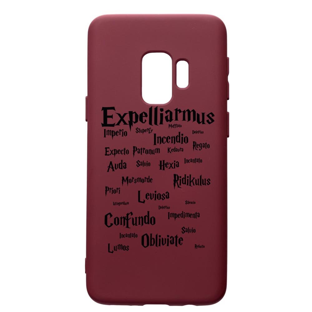 Husa Premium Silicon compatibila cu Samsung Galaxy S9, Harry Potter Spells, cu interiorul din material textil, protectie camera, Burgundy, PBR865